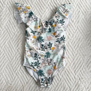 Janie and Jack Girls Size 6 Tropical Ruffle Swimsuit Aloha Beach